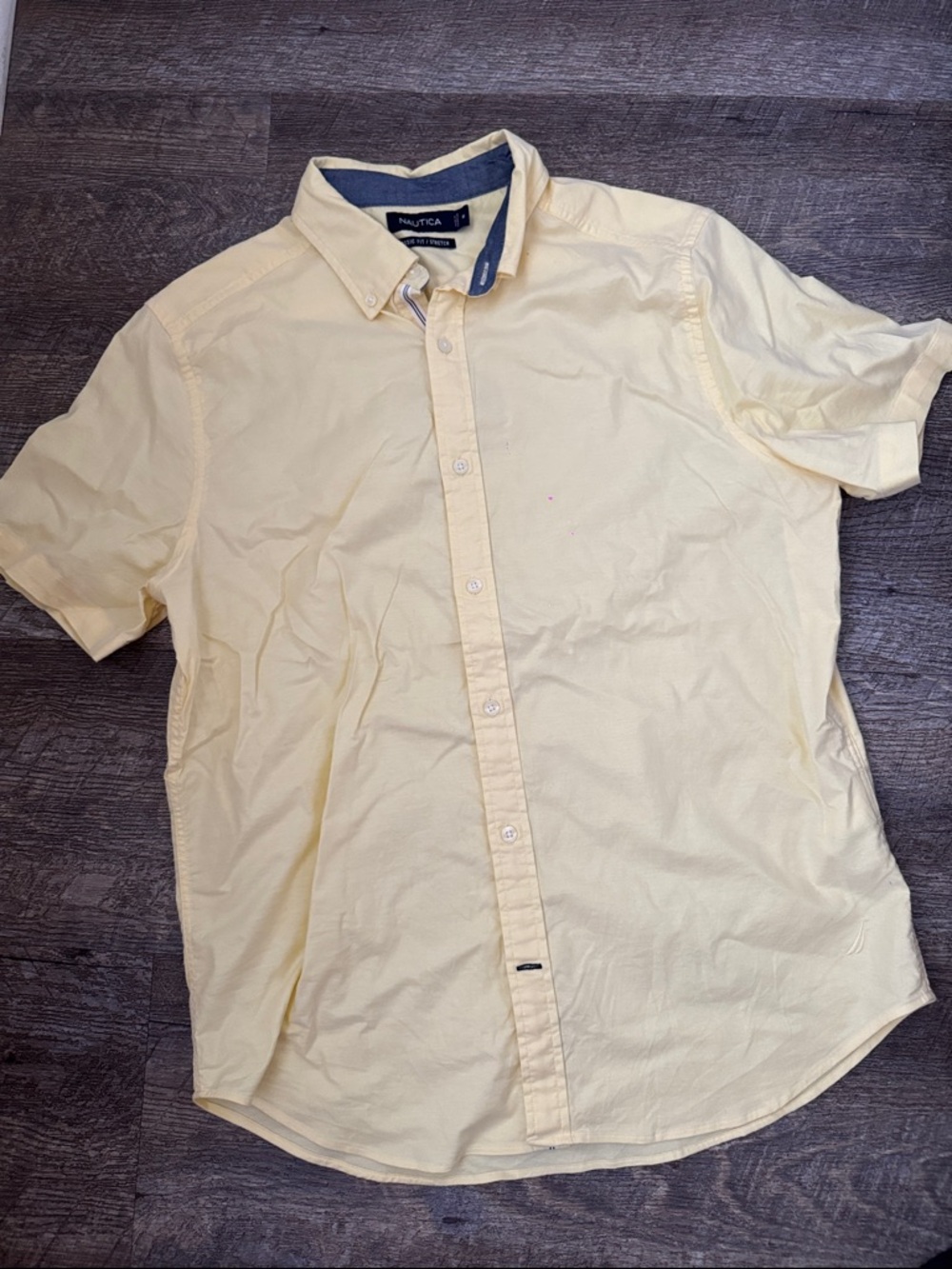 Nautica Men’s Short Sleeve Button-Down Shirt — Light Yellow
